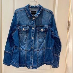 Eloquii Medium Wash Classic Blue Denim Jacket with Stretch Size 18